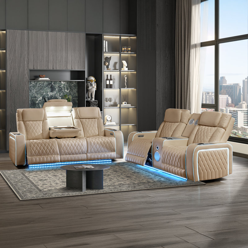 Pelayo Electra 2 pièces Caramel, 3PC Set (Sofa, Loveseat, Chair), Caramel
