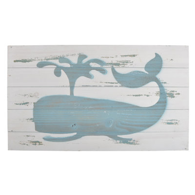 Décoration murale baleine vieillie