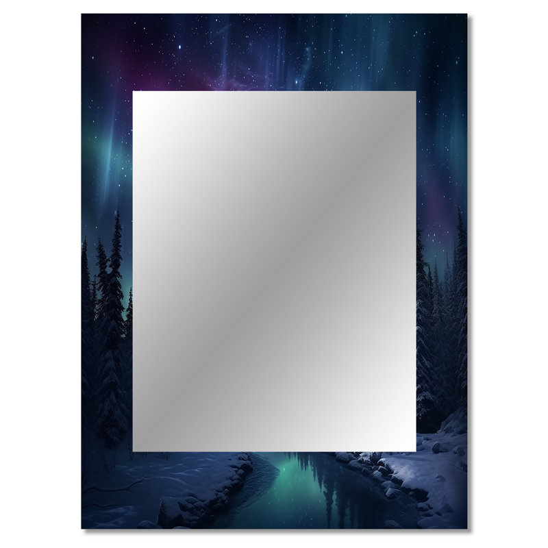 Northern Lights III - miroir mural Aurora Borealis, miroir décoratif traditionnel, impression d'art en métal, 40 po x 30 po