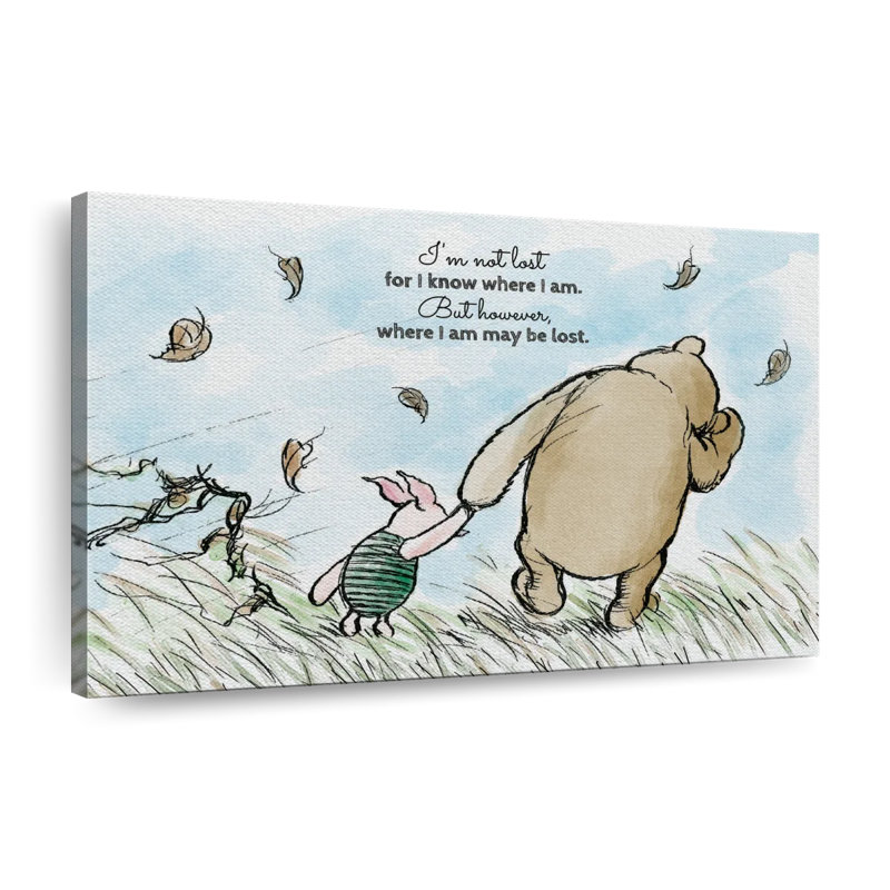 Reproduction sur toile de Winnie l'ourson où je suis peut être perdu, H 34 po x l 51 po x P 1,25 po