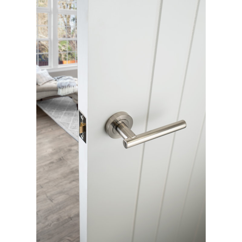 Faro Door Handle, Satin Nickel