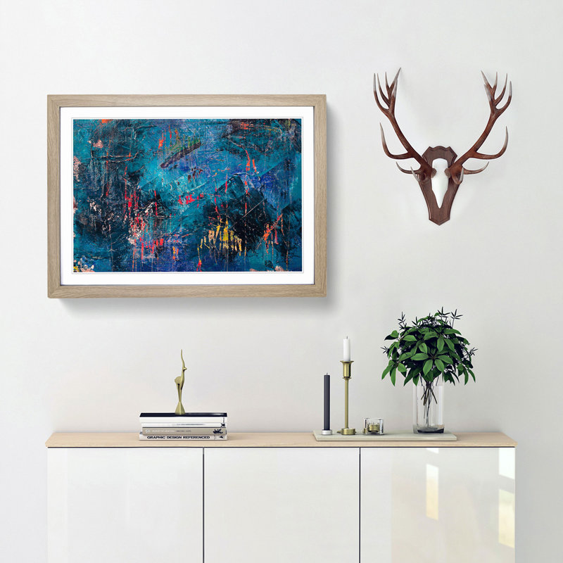 Abstract Art Painting Vol.235 by S.Johnson - Picture Frame Painting Print, Oak Framed, 62cm H x 87cm W x 2cm D
