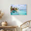 Toile tropicale avec toit de chaume et toile turquoise-133554938