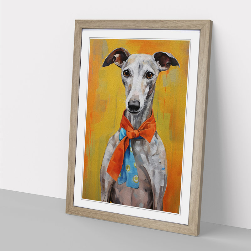 Whippet Contemporary No.2 - Framed Print, Oak , 64cm H x 46cm W x 2cm D