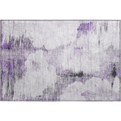 Premium Machine Washable Prisco Purple Rug