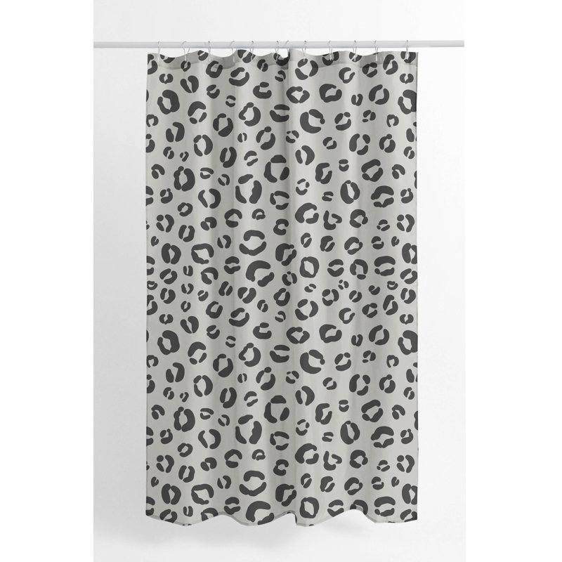 Leopard Play Ultra-Thin Lightweight Shower Curtain, Ivory/Charcoal