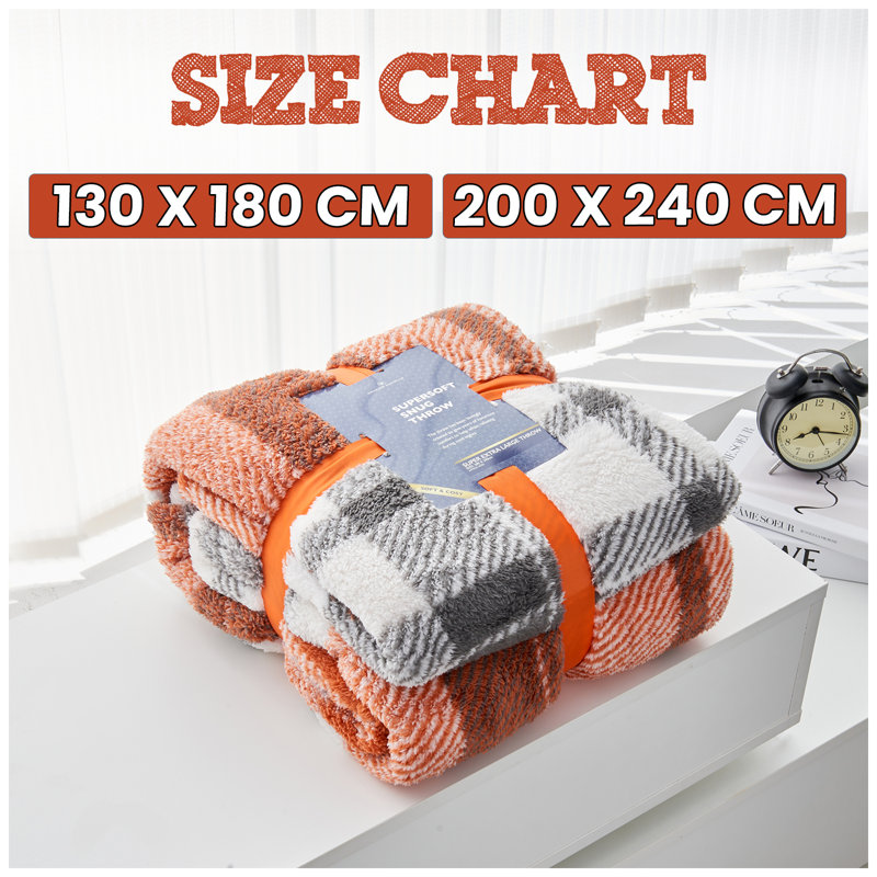  Standard Throw Blanket, W130 x L180cm, Rust