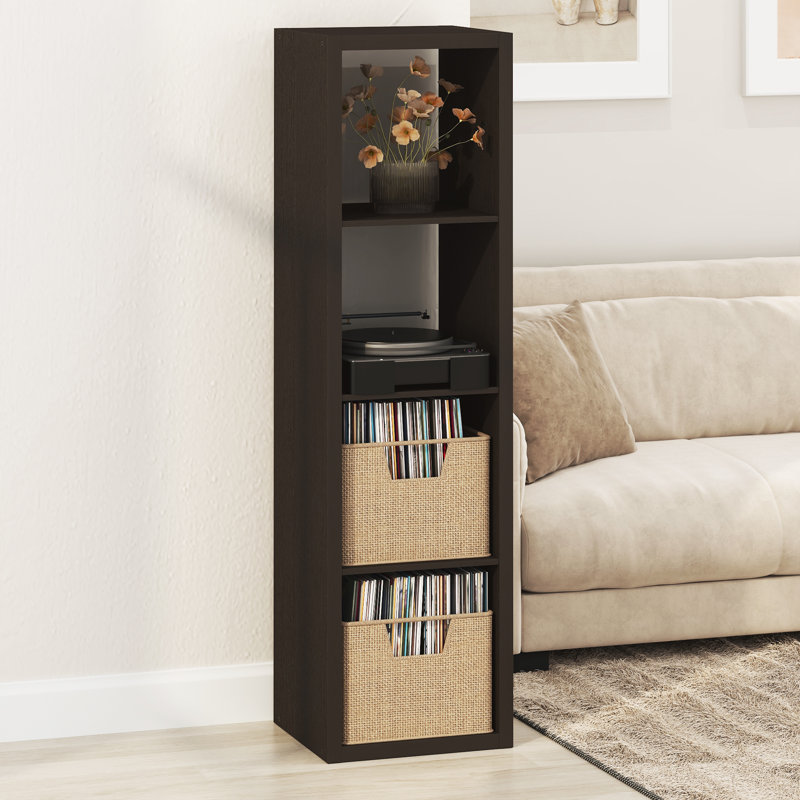 Tanvee 147.19cm H Media Shelves, Dark Oak