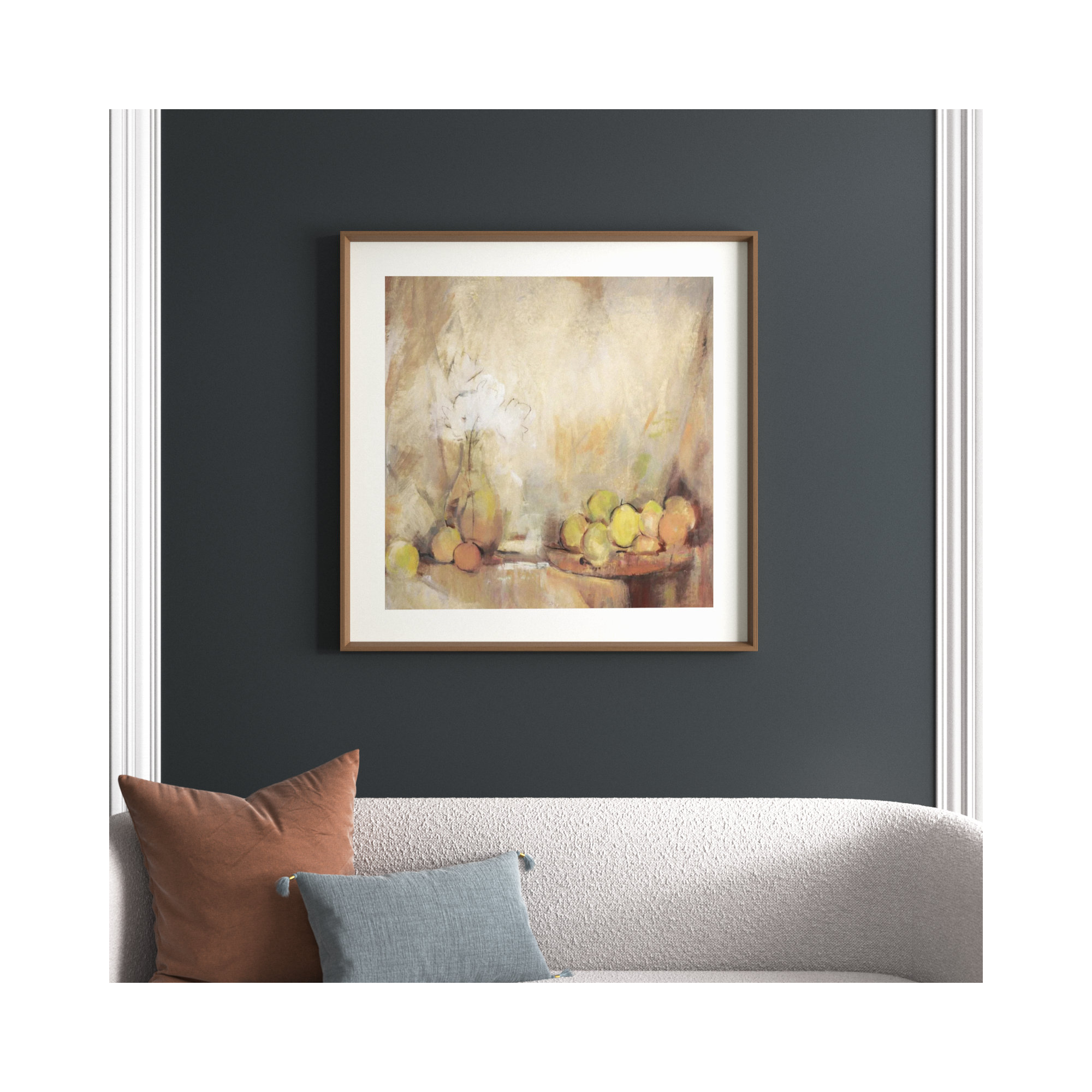 Still Life With Fruit In Study by Tim O'Toole, Light Bronze Framed Paper Paper, 41" H x 41" W