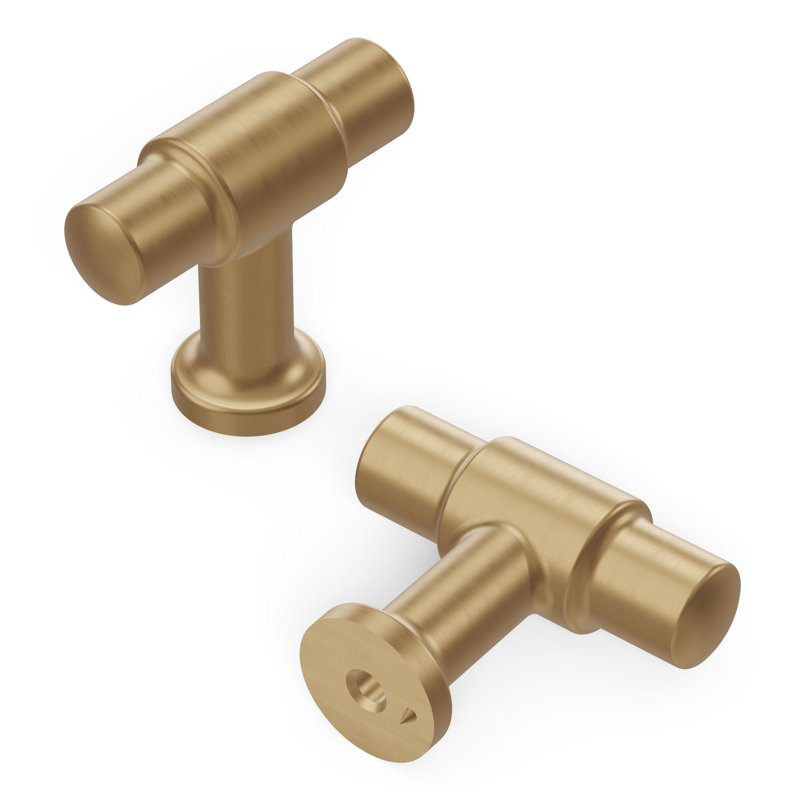 Piper Collection T-Knob - 1-5/8" x 5/8 " Cabinet Knob Champagne Bronze - Mid-century Modern Hardware for Drawers & Cabinets
