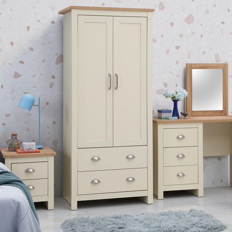Aquitaine 2 Door Manufactured Wood Wardrobe, Cream/Oak