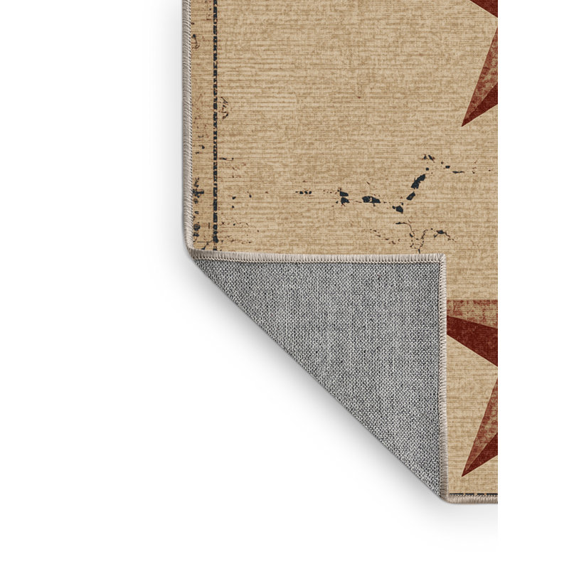 Machine Washable Adamek July 4Th Modern & Contemporary Abstract Rug in Brown – Beige Binding, 5x8