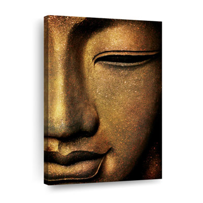 Visage de Bouddha doré sur toile