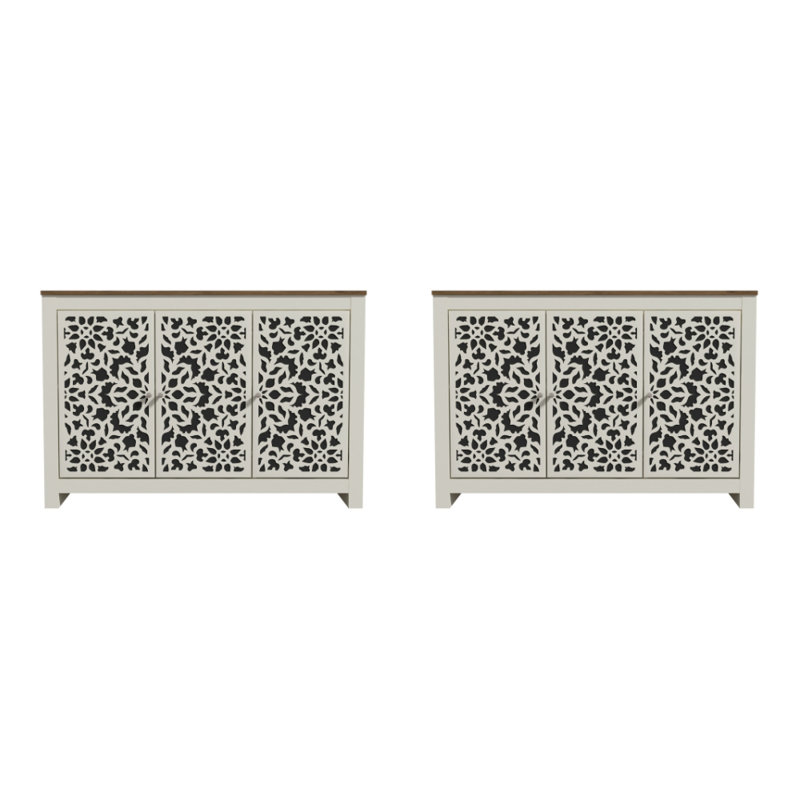 Arrastia Transitional Coordinated Sideboard Set Of 2, Ivory/Knotty Oak