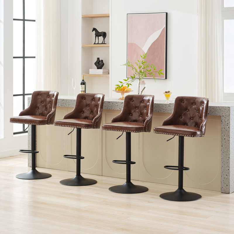 Tabouret de bar pivotant à hauteur réglable (ensemble de 4), Brun