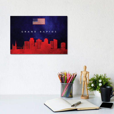 Grand Rapids Michigan Skyline by Adrian Baldovino - Wrapped Canvas Print