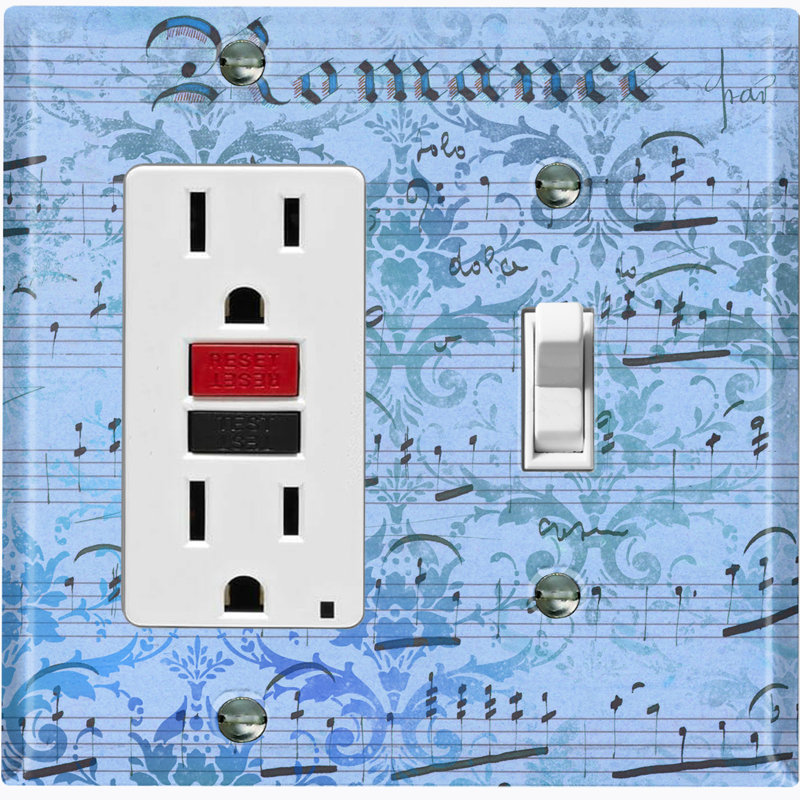 Patterned 2 - Gang Standard Combination Wall Plate, Blue