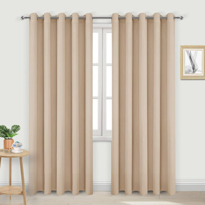 2 Thick Panels Room Darkening Blackout Curtains, Thermal Insulated Block Out Light Grommet Drapes