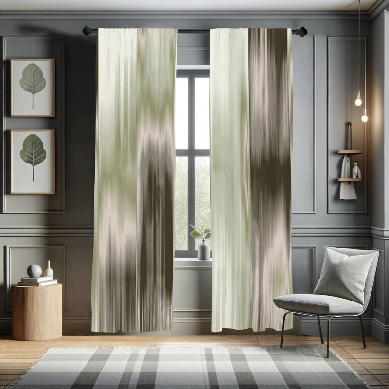 Microfiber Floral Semi-Sheer Rod Pocket Curtain Panels, 28" W x 95" L, Light Gray