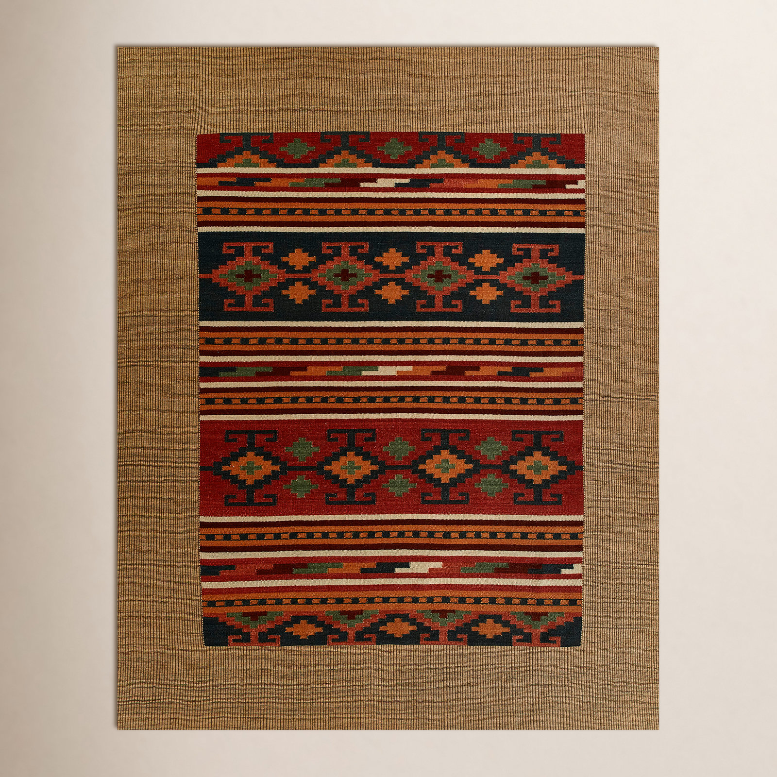Adobe Multi Hand-Woven Geometric Jute Rug, Rectangle 8' x 10'