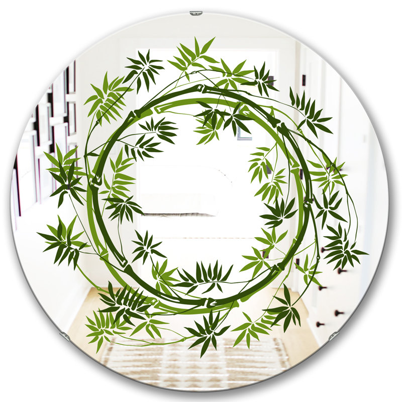 Circle of Bamboo Plants Cabin and Lodge Accent Mirror, 31.5" H x 31.5" W