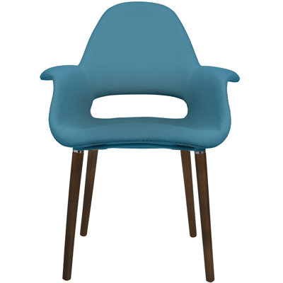 Conte Cloquet Dining Armchair - Upholstered Fabric Seat with Dark Wood Legs - Modern Kitchen & Dining Room Chair