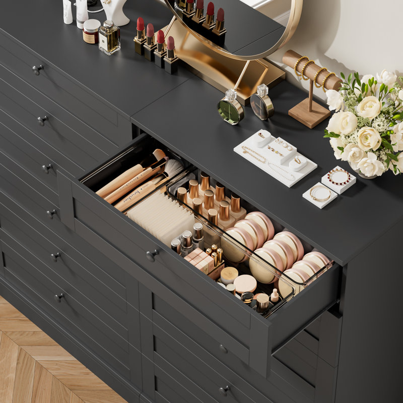 Ensemble de 2 commodes de rangement verticales 52 po avec 6 tiroirs profonds, grande unité peu encombrante pour les appartements et les entrées