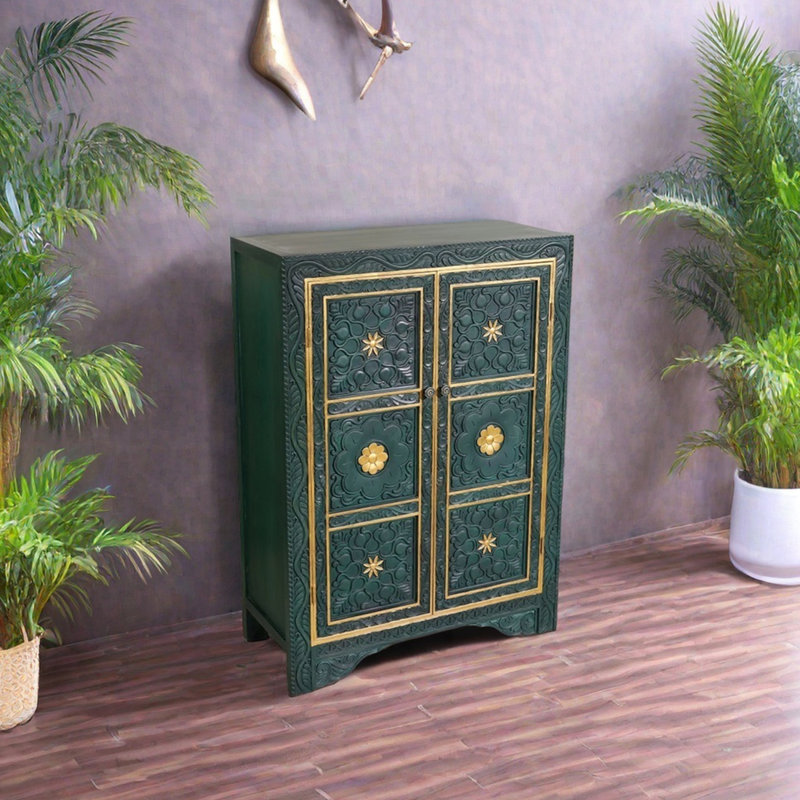Southeast Asian style solid wood accent cabinet