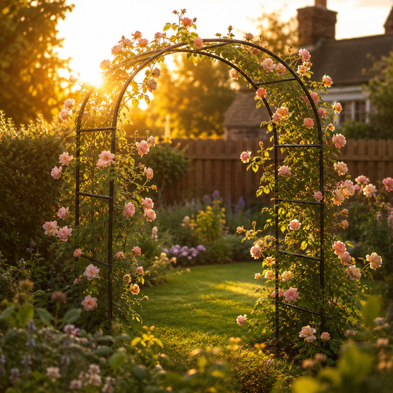 55" W x 15" D Metal Arbor, Black