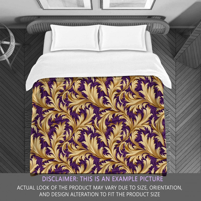 Polyester Comforter, King Comforter, Gold/Purple Floral