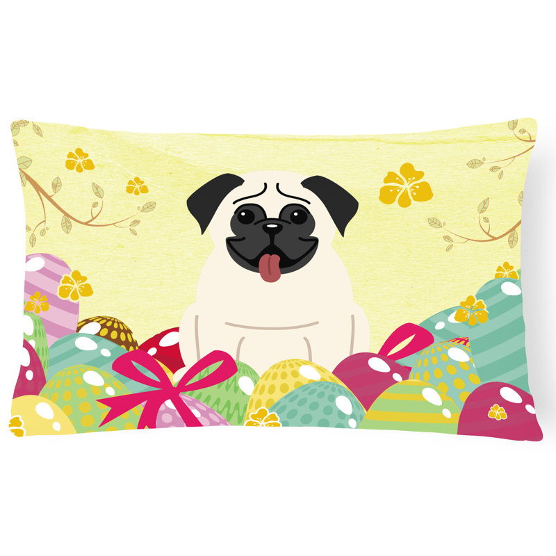 Coussin lombaire rectangulaire carlin de pâques œufs, Crème