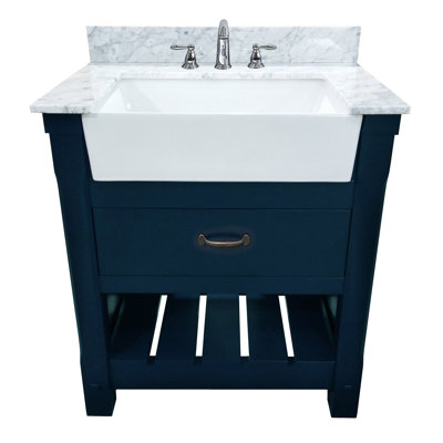 Meuble-lavabo simple 30 po avec dessus en marbre Pamelia