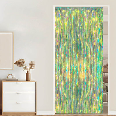 Kbndieu 2M Colorful Golden Rain Silk Curtain Birthday Party Wedding Decoration Colorful Background Festival Outdoor Decoration Rain Silk Door Curtain