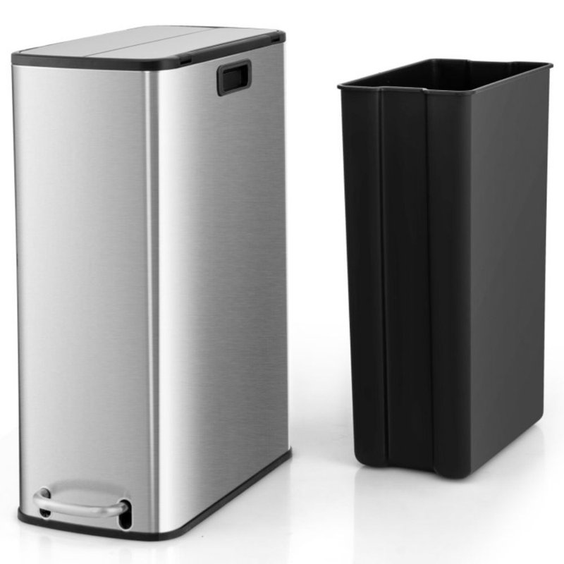 Poubelle à couvercle ouvert 12 gallons avec couvercles à fermeture douce et seau intérieur amovible