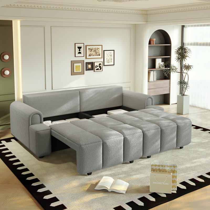Canapé confortable en tissu 4 places, Gris clair