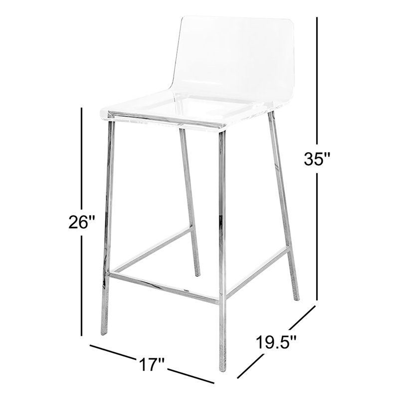 Luz Counter Stool with Metal Frame, Silver