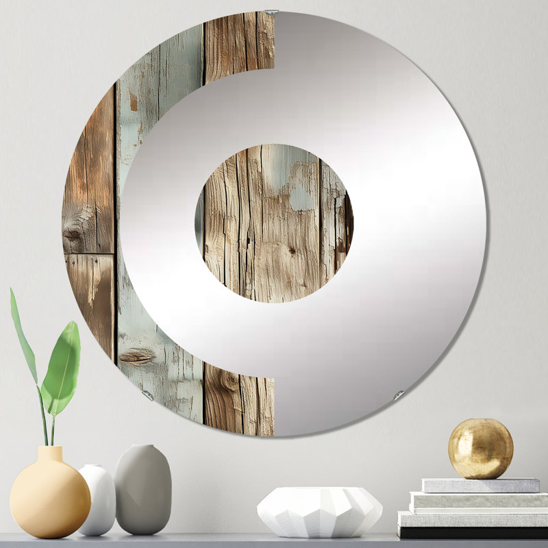 Rustic Planks Harmony - Miroir mural demi-cercle, 23,6 po x 23,6 po