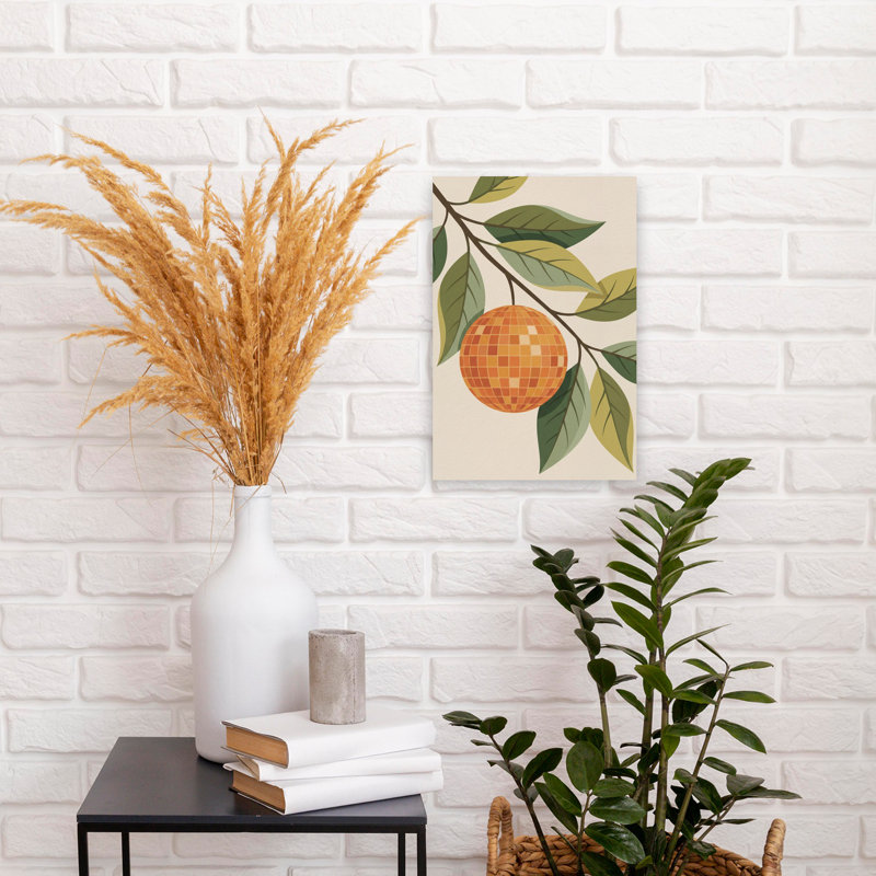 «Disco Orange», arbre orange contemporain, art mural, H 18 po x l 12 po