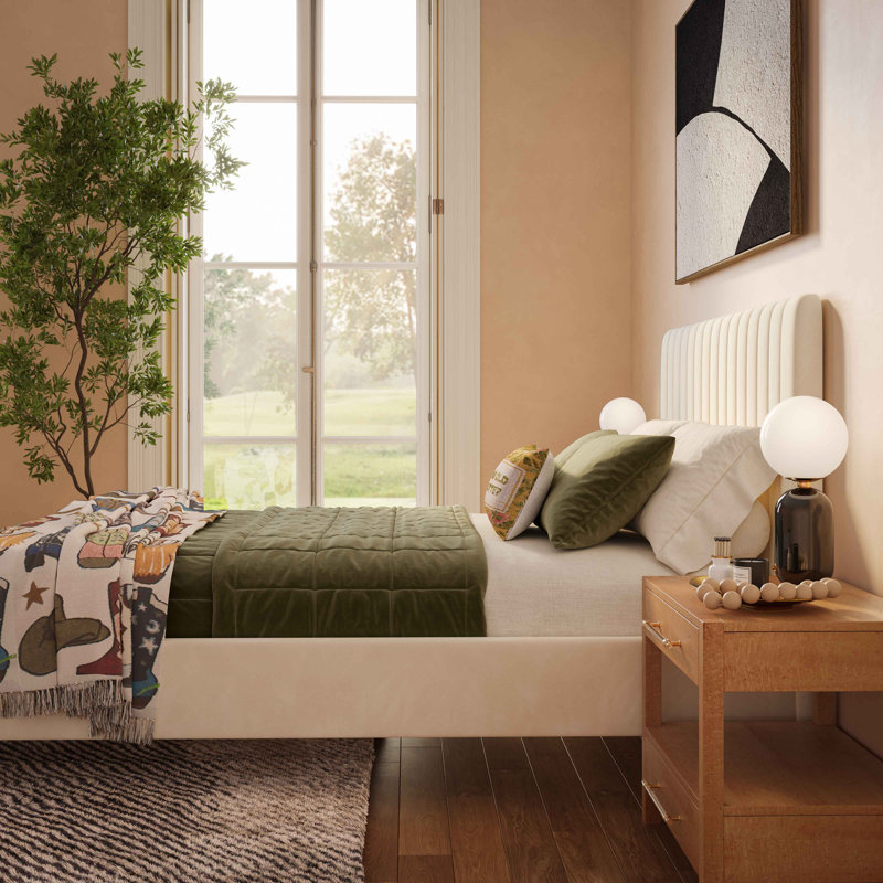 Angela Cream Bed, European Kingsize (160 x 200 cm)