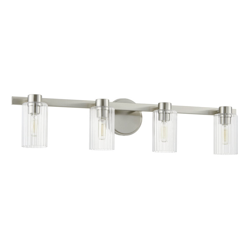 Éclairage pour salle de bain 4 lumières en nickel brossé Dungannon, Nickel brossé, H 7,25 po x l 30,5 po x P 5,75 po