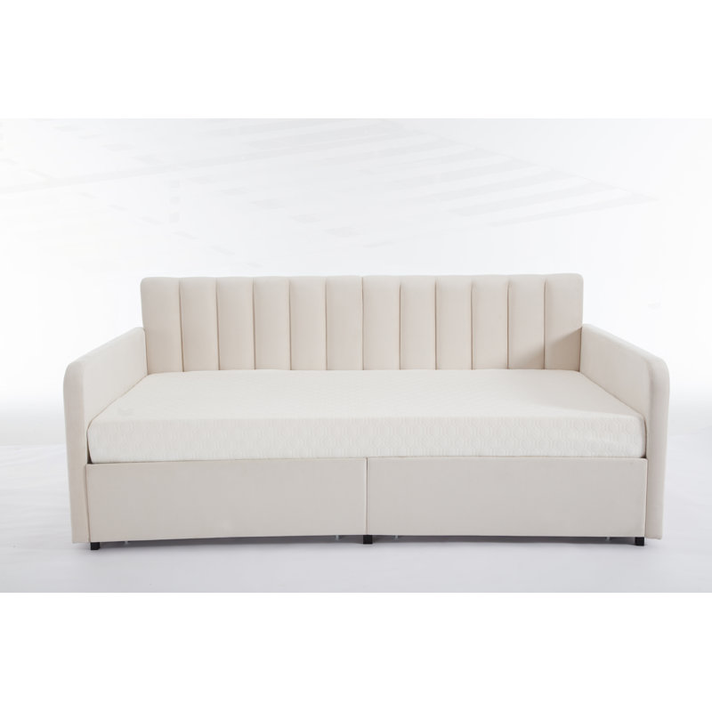 Lit de jour rembourré polyvalent avec fonctions de rangement avancées pour une vie confortable