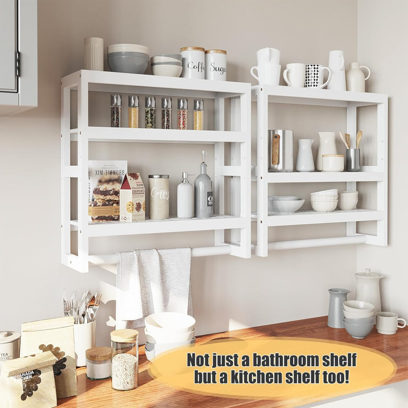 Keevie Bathroom Shelves, White