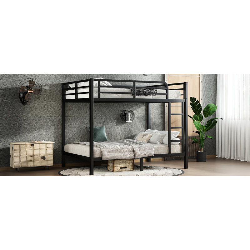 Lit superposé double en métal pour les adolescents et les adultes, couleur noire, économie d'espace, bruit, lit pratique sous le rangement, solution pour économiser, sommeil, conception, assemblage rapide