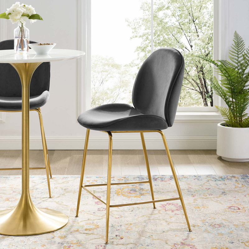 Tabouret de comptoir Scoop Gold, Gris, Tabouret de comptoir (siège d'une hauteur de 25,5