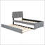 Lit plateforme tapissier simple avec lit gigogne Teddy