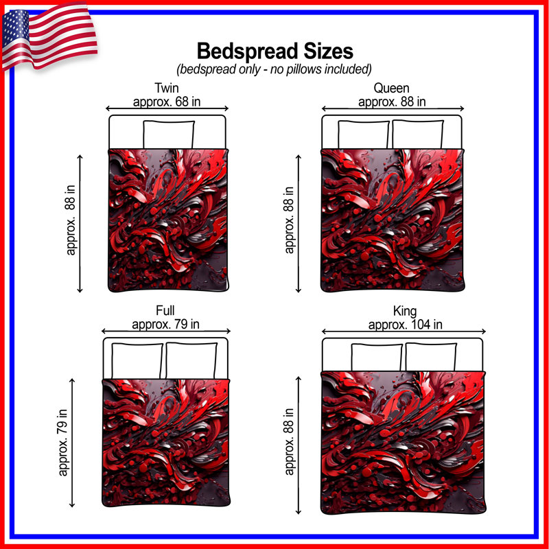 Red Fluid Abstract Quilted Bedspread All Sizes, Full / Double