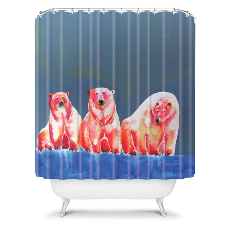 Rideau de douche simple polarbear rosé