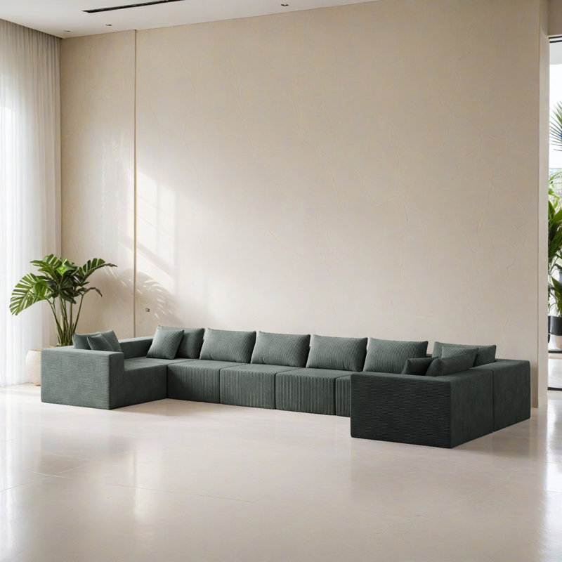 Canapé-lit modulaire 8 pièces pour salon, Velours côtelé vert armée
