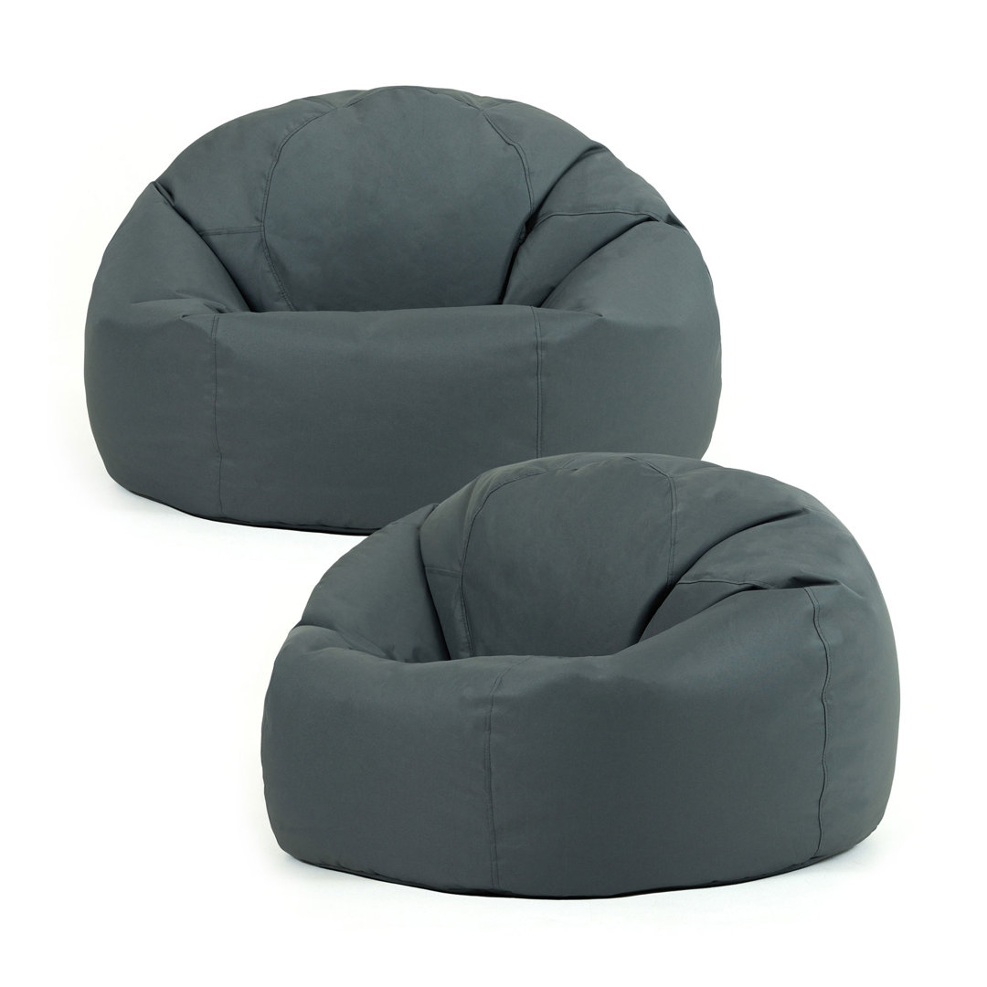 icon Adult Classic Beanbag Outdoor Waterproof Bean bags Ready Filled - Black, 2 Pack