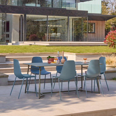 6 Seater Metal Garden Dining Set Chairs